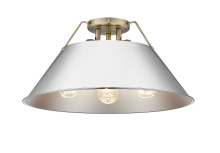 Golden 3306-3FM AB-CH - Yep by Golden Lighting Orwell 3-light Flush Mount in Aged Brass and Chrome shade